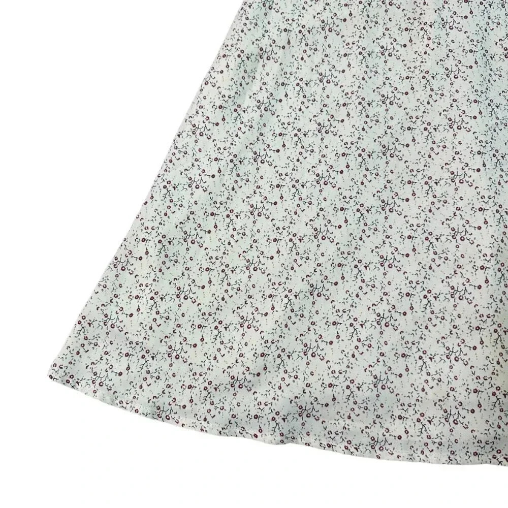 Lulus Off-White Floral Print Dress Mini Open Back Ruffle Size Medium Women's - Picture 7 of 12